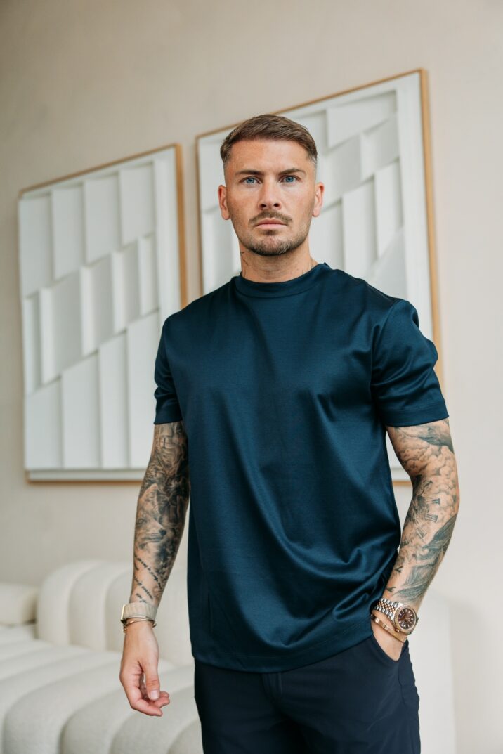 Double Mercerized Glans T-shirt - Navy