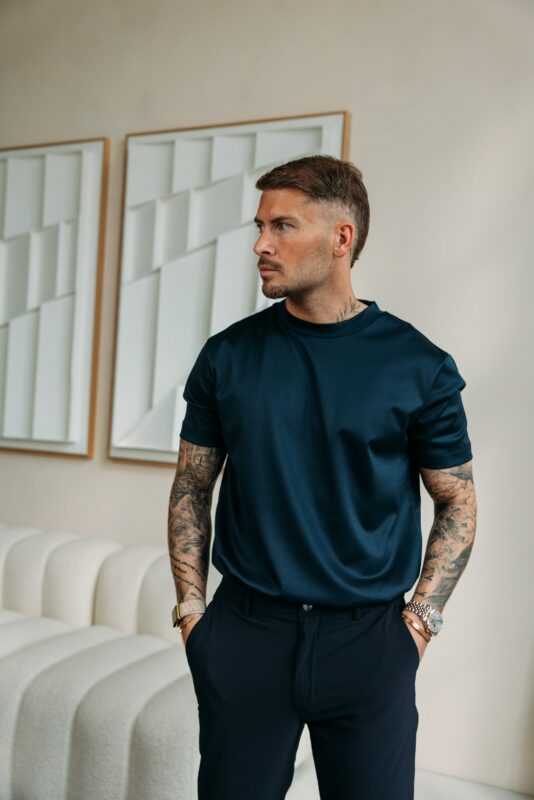 Double Mercerized Glans T-shirt - Navy