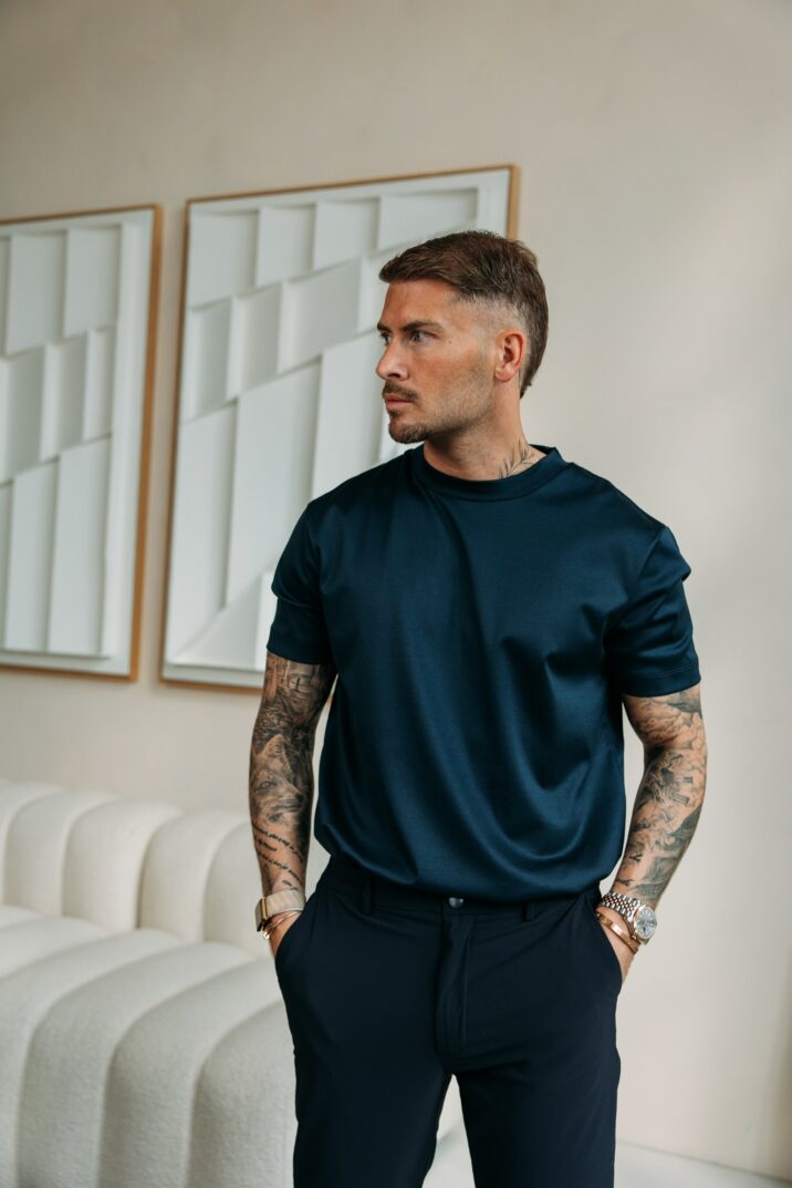 Double Mercerized Glans T-shirt - Navy