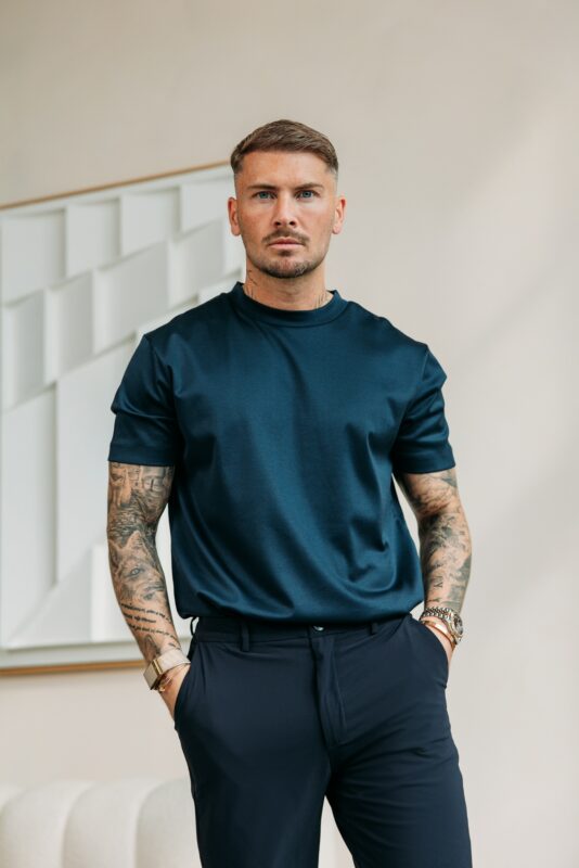 Double Mercerized Glans T-shirt - Navy