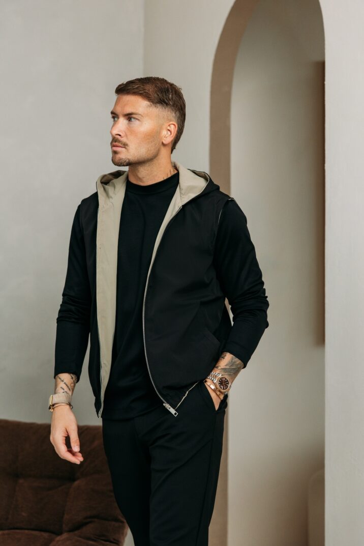 Reversible hooded bodywarmer - Black