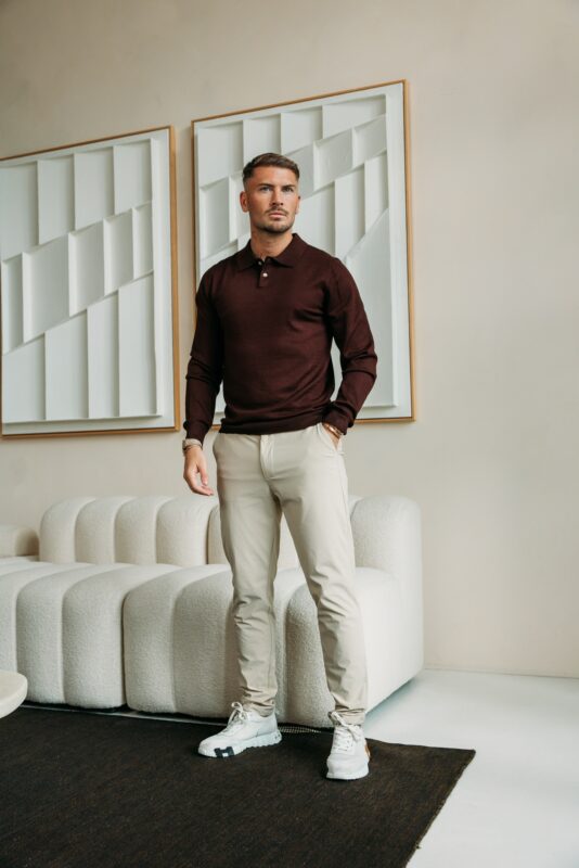 Essential button polo knit - Choco