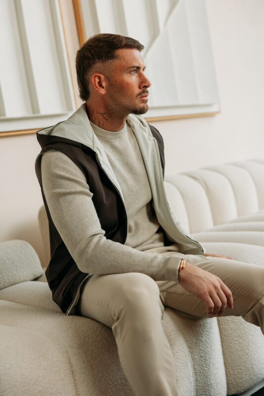 Reversible hooded bodywarmer - Choco
