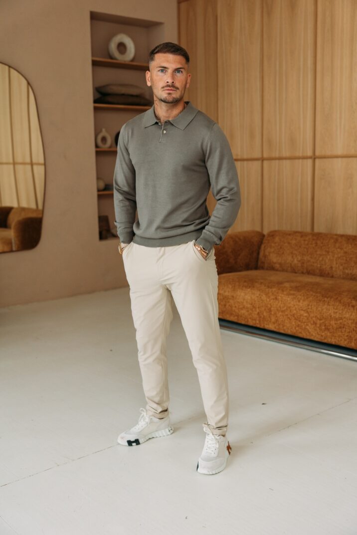 Essential button polo knit - Green