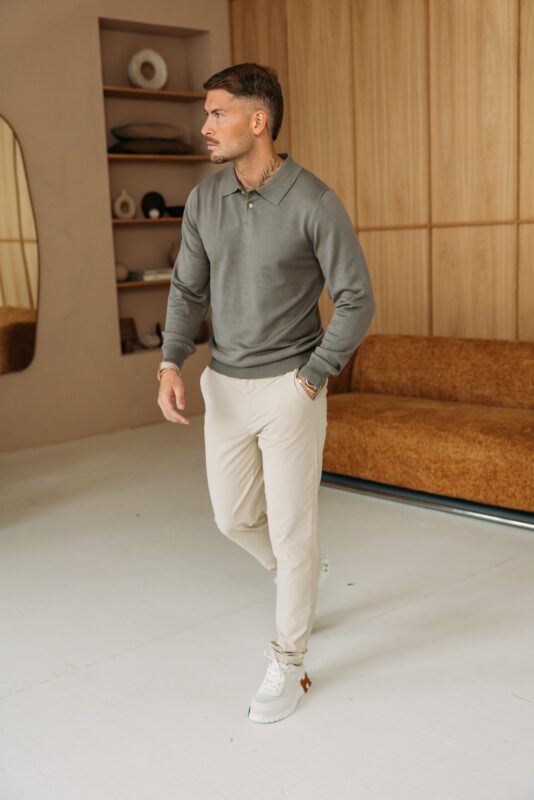 Essential button polo knit - Green