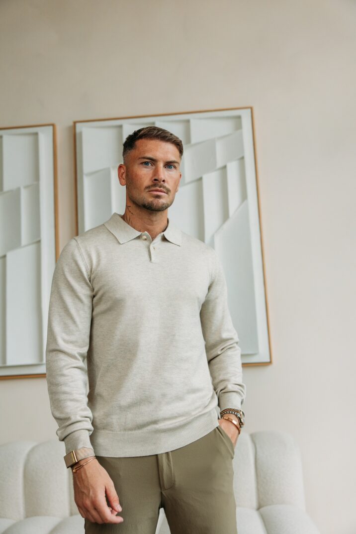 Essential button polo knit - Beige
