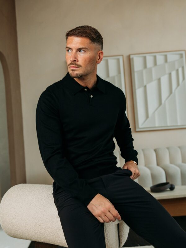 IMG_7407 Essential button polo knit - Black
