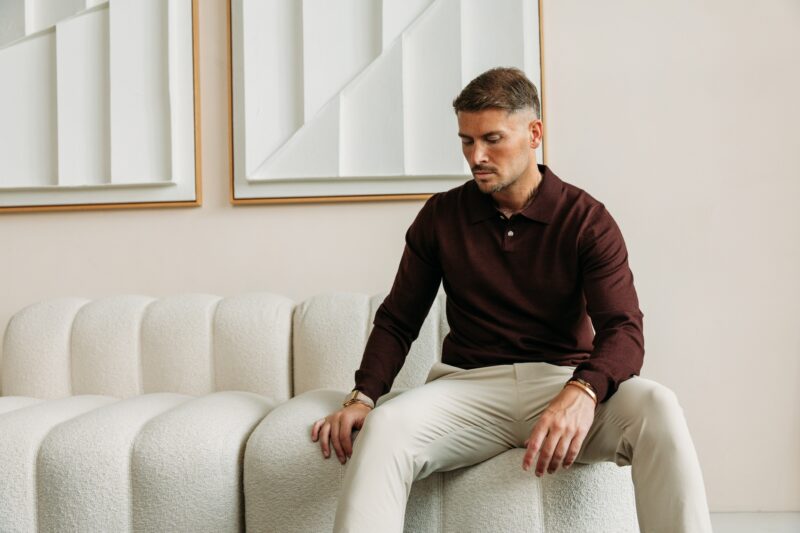 Essential button polo knit - Choco