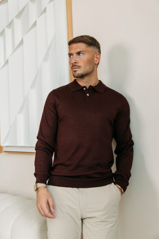 Essential button polo knit - Choco