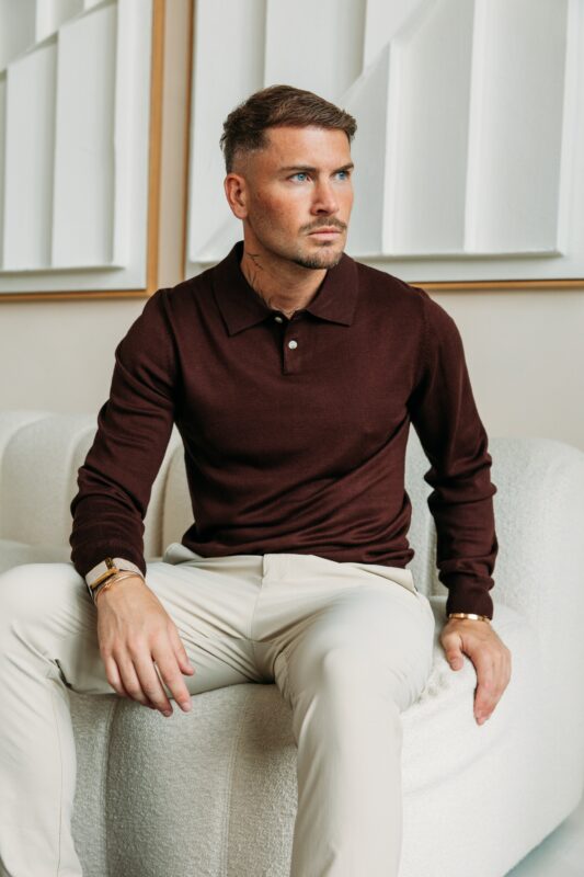 Essential button polo knit - Choco