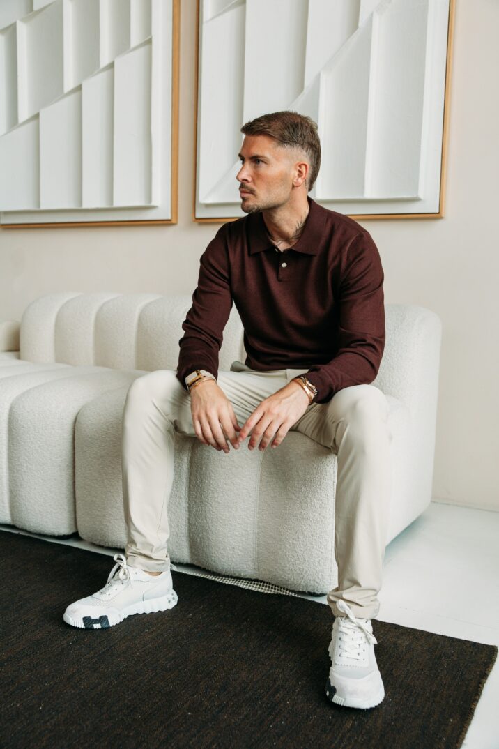 Essential button polo knit - Choco